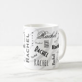 Custom Name Rachel Black White Coffee Mug Koffiemok (Voorkant rechts)