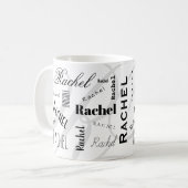 Custom Name Rachel Black White Coffee Mug Koffiemok (Voorkant links)