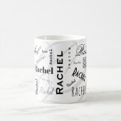 Custom Name Rachel Black White Coffee Mug Koffiemok (Center)