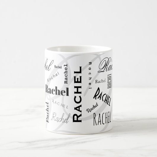 Custom Name Rachel Black White Coffee Mug Koffiemok (Center)