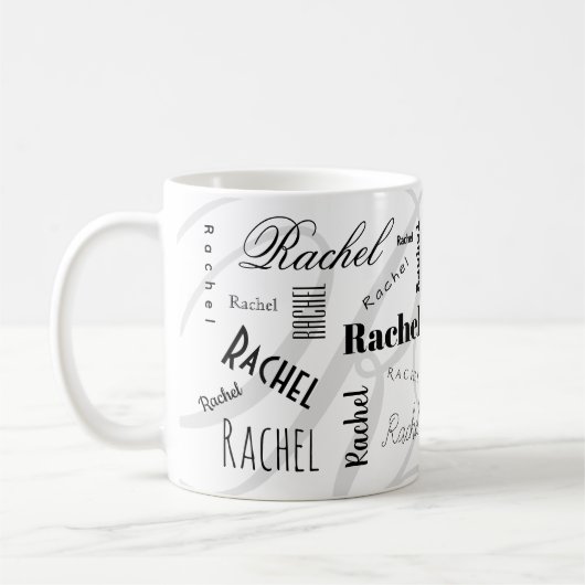 Custom Name Rachel Black White Coffee Mug Koffiemok (Links)