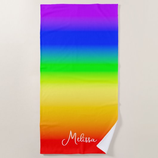 Custom Name Rainbow Pride Colorful Strandlaken (Voorkant)