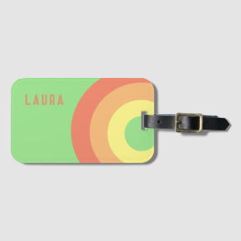 Custom name Rainbow Target – green, Peach  Bagagelabel