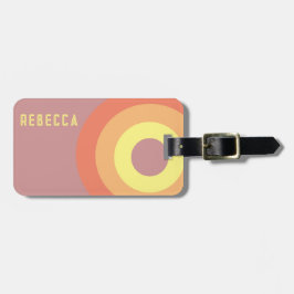 Custom name Rainbow Target – pink, Peach  Bagagelabel