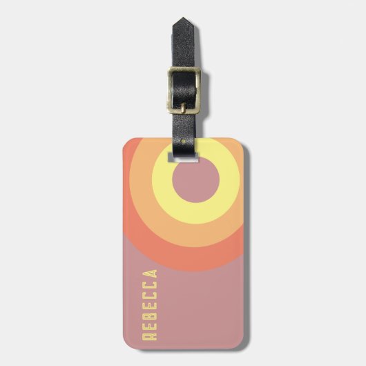 Custom name Rainbow Target – pink, Peach Bagagelabel (Voorkant verticaal)