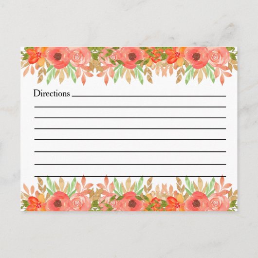 Custom Name Recept Kaarten met bloemen en groen (Achterkant)