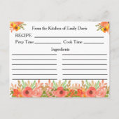 Custom Name Recept Kaarten met bloemen en groen (Voorkant)
