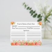 Custom Name Recept Kaarten met bloemen en groen (Staand voorkant)