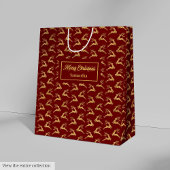 Custom Name Red and Gold Reindeer Gift Bag Medium Cadeauzakje