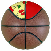 Custom name red cherries on yellow basketbal (Rechts)
