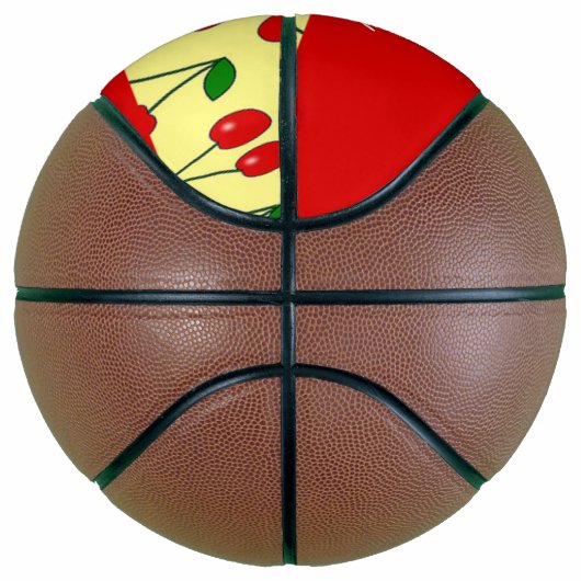 Custom name red cherries on yellow basketbal (Rechts)