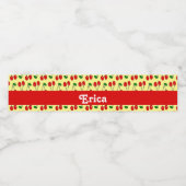Custom name red cherries on yellow waterfles etiket (Enkel label)