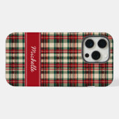 Custom Name Red Plaid Christmas Phone Case iPhone Hoesje (Achterkant horizontaal)