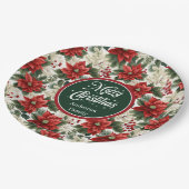 Custom Name Red Poinsettia Christmas Party Plates  Papieren Bordje (Gekanteld)