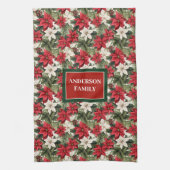 Custom Name Red Towel Traditional Holiday Accent Theedoek (Verticaal)