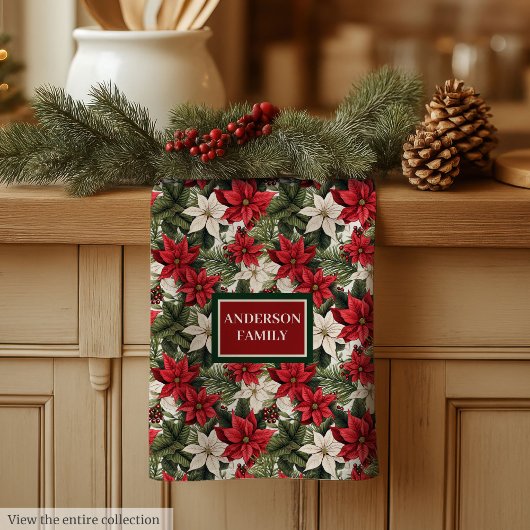 Custom Name Red Towel Traditional Holiday Accent Theedoek