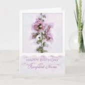 Custom Name Relation Pink Flowers Birthday Card Bedankkaart (Voorkant)