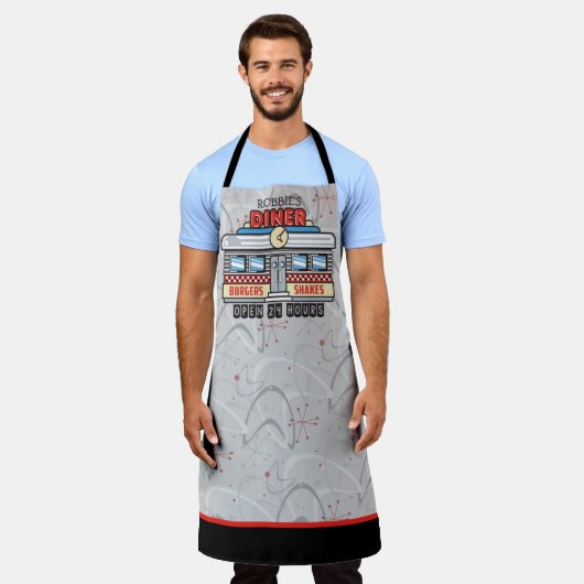 Custom NAME Retro 50 Diner Sign Fifties Atomic Schort (Gedragen)