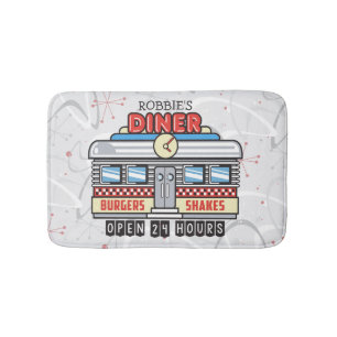 Custom NAME Retro 50s Diner Sign Fifties Atomic Badmat