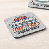 Custom NAME Retro 50s Diner Sign Fifties Atomic Bier Onderzetter (Linkerzijde)