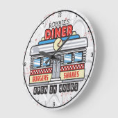 Custom NAME Retro 50s Diner Sign Fifties Atomic Grote Klok (Hoek)