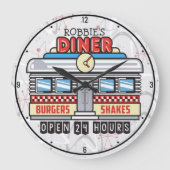 Custom NAME Retro 50s Diner Sign Fifties Atomic Grote Klok (Voorkant)