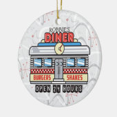Custom NAME Retro 50s Diner Sign Fifties Atomic Keramisch Ornament (Links)