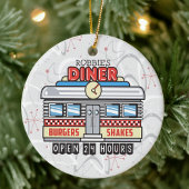 Custom NAME Retro 50s Diner Sign Fifties Atomic Keramisch Ornament