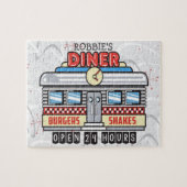 Custom NAME Retro 50s Diner Sign Fifties Atomic Legpuzzel (Horizontaal)