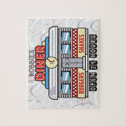 Custom NAME Retro 50s Diner Sign Fifties Atomic Legpuzzel (Verticaal)