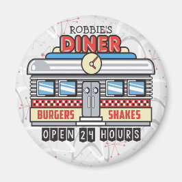 Custom NAME Retro 50s Diner Sign Fifties Atomic Magneet