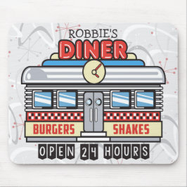 Custom NAME Retro 50s Diner Sign Fifties Atomic Muismat