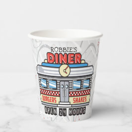 Custom NAME Retro 50s Diner Sign Fifties Atomic Papieren Bekers