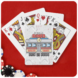 Custom NAME Retro 50s Diner Sign Fifties Atomic Pokerkaarten