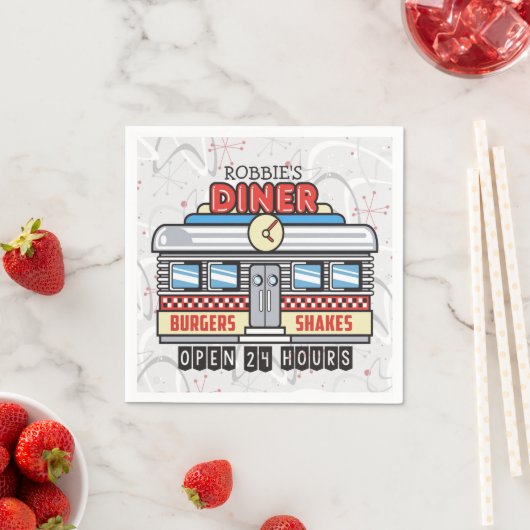 Custom NAME Retro 50s Diner Sign Fifties Atomic Servet (Insitu)