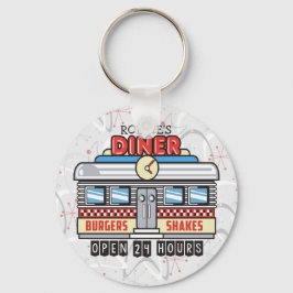 Custom NAME Retro 50s Diner Sign Fifties Atomic Sleutelhanger