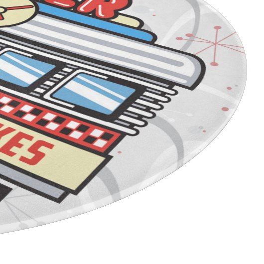 Custom NAME Retro 50s Diner Sign Fifties Atomic Snijplank (Hoek)