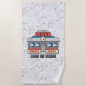 Custom NAME Retro 50s Diner Sign Fifties Atomic Strandlaken (Voorkant)