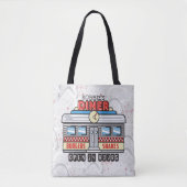 Custom NAME Retro 50s Diner Sign Fifties Atomic Tote Bag (Voorkant)