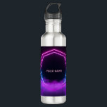 Custom Name Retro 80s Neon Water Bottle Waterfles<br><div class="desc">Bring the electric vibe of the 80s to your space! This retro-futuristic synthwave design features a glowing hexagonal frame in vibrant pink and electric blue. The center is left empty for you to customize with your own name, a favorite quote, or a special message. It's the perfect personalized gift for...</div>