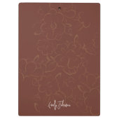 Custom Name Retro Floral Meadow Cream Peach Yellow Klembord (Achterkant)