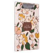 Custom Name Retro Floral Meadow Cream Peach Yellow Klembord (Rechts)
