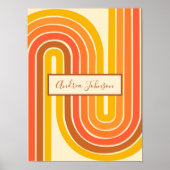 Custom Name Retro Rainbow Stripes Wall Art Poster (Voorkant)