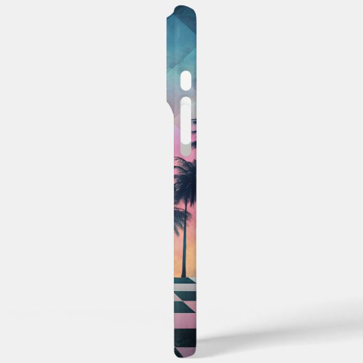 Custom Name Retro Synthwave Sunset Palm Trees Case-Mate iPhone Case (Achterkant / Links)