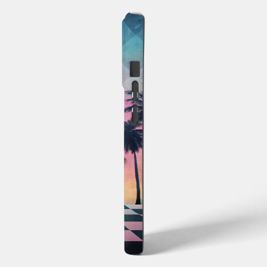 Custom Name Retro Synthwave Sunset Palm Trees Case-Mate iPhone Case (Achterkant / Links)