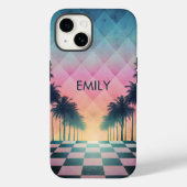 Custom Name Retro Synthwave Sunset Palm Trees Case-Mate iPhone Case (Achterkant)