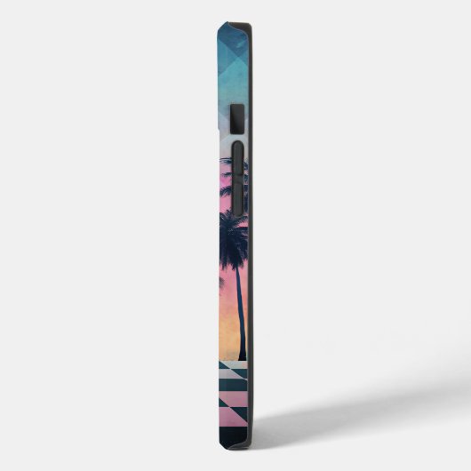 Custom Name Retro Synthwave Sunset Palm Trees Case-Mate iPhone Case (Achterkant / Links)