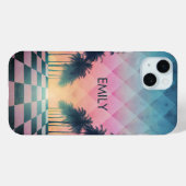 Custom Name Retro Synthwave Sunset Palm Trees Case-Mate iPhone Case (Achterkant (horizontaal))