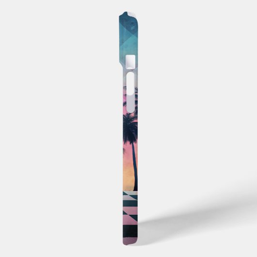 Custom Name Retro Synthwave Sunset Palm Trees Case-Mate iPhone Case (Achterkant / Links)