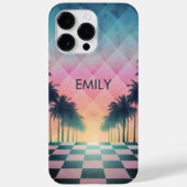 Custom Name Retro Synthwave Sunset Palm Trees Case-Mate iPhone Case (Achterkant)